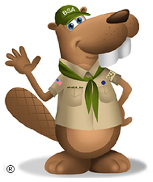 Scoutmaster Bucky waving